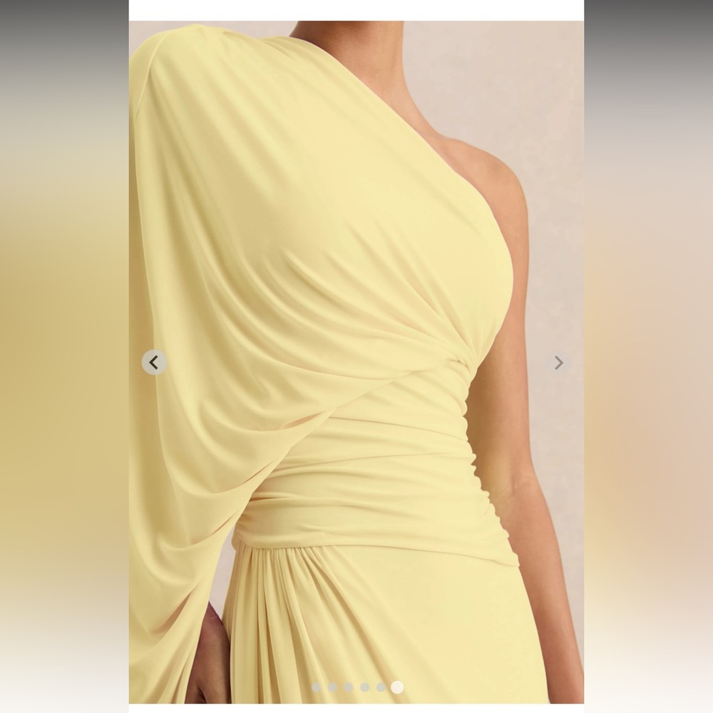 Club L London Sabella Lemon Asymmetric-Neck Maxi Dress - Picture 6 of 6